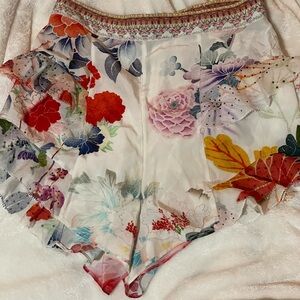 Camilla Silk Ruffle Short Memories Of A Garden Floral Multicolor